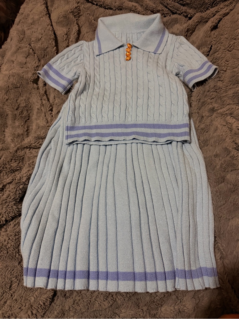 Light blue sweater top and bottom sz s preowned